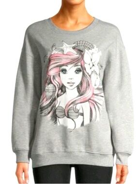 Disney Ariel Little Mermaid Graphic Sweatshirt Sketch Style Size L 11-13